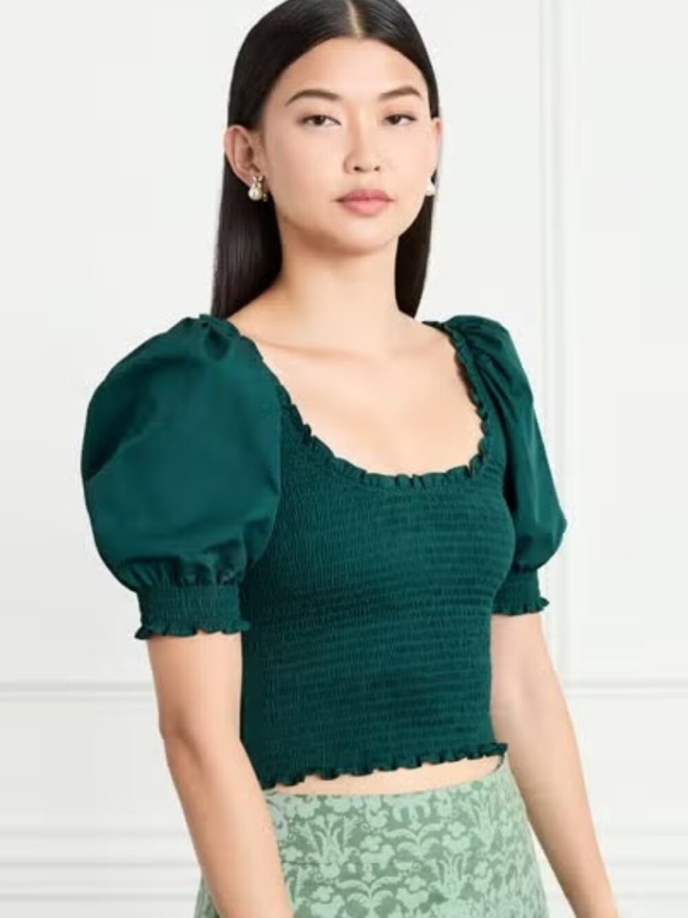 Hill House Aiko Nap Top - Botanical Garden/Forest Green - XS